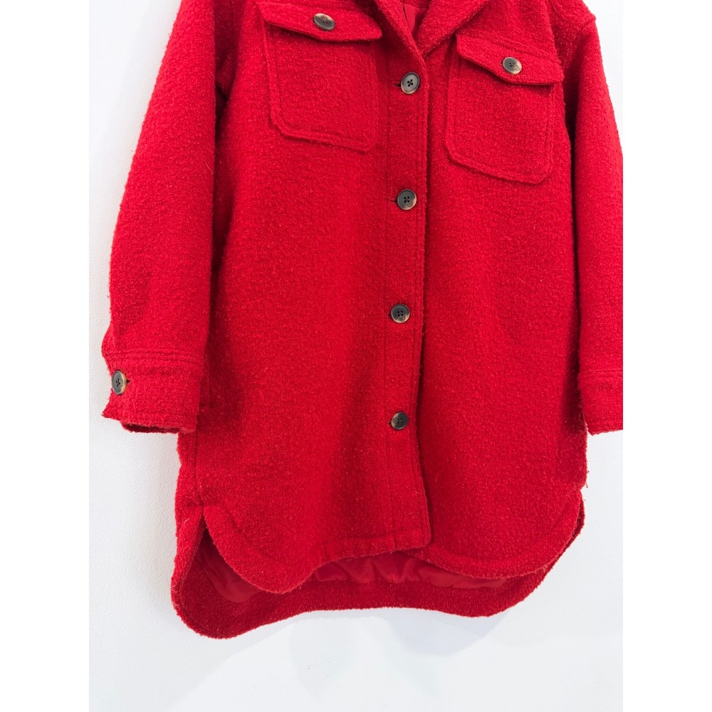 Old Navy Womens Red Wool Blend Textured Shacket Shirt Jacket XS - Picture 3 of 8